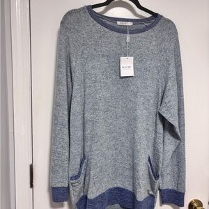Haute Blue and Gray Women's Crew Neck Sweater